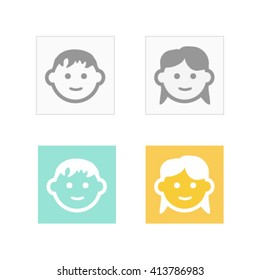 girl and boy userpic, avatar for website, base user picture for sites, apps and games