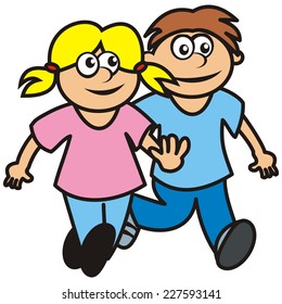 Girl and boy, vector icon