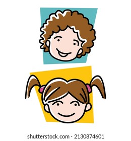 Girl and boy vector icon illustration