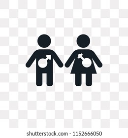 Girl and boy vector icon isolated on transparent background, Girl and boy logo concept