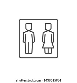 Girl and Boy WC vector concept icon or symbol in thin line style