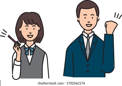 Girl and boy are wearing Japanese high school uniform