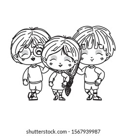 Girl and boys cartoons design, Kids friendship childhood little people lifestyle and person theme Vector illustration