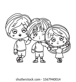 Girl and boys cartoons design, Kids friendship childhood little people lifestyle and person theme Vector illustration