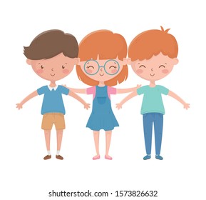 Girl and boys cartoons design, Kids friendship childhood little people lifestyle and person theme Vector illustration