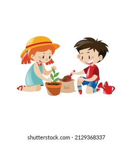 Girl and boys tree plantination logo design