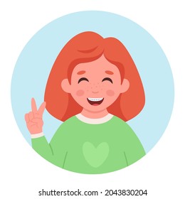 Girl with braces on teeth. Dental care. Vector illustration