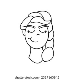 Girl with braids.Girl icon with hair.Girl hb