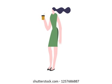 Girl break time, illustration vector. Use in Web design and applications