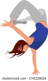Girl breakdancing , illustration, vector on white background