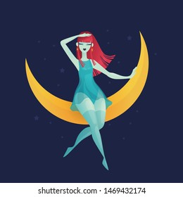 Girl with bright hair achieving a goal, feminism. dreaming, daydreaming. woman with a key to her own happiness. the answers to all questions are in your hands. big keyhole, big golden key, vintage