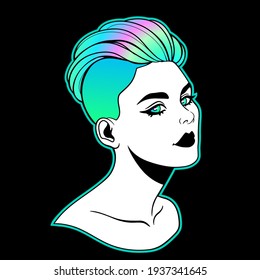 girl with a bright hairstyle undercut