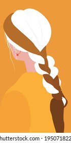 Girl with a bright ribbon in her hair. Flat illustration in bright colors with a white-haired beauty. Design for cards, posters, backgrounds, textiles, templates, avatars, icons.