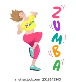 Chica en ropa de colores brillantes bailando zumba