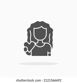 Girl brings love heart glyph icon. Can be used for digital product, presentation, print design and more.