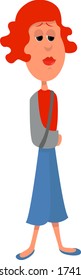 Girl with broken arm , illustration, vector on white background