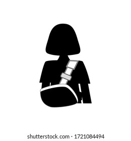 A girl with broken arm. Injured girl with sling. Silhouette vector style.