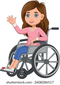 girl with broken leg in wheelchair