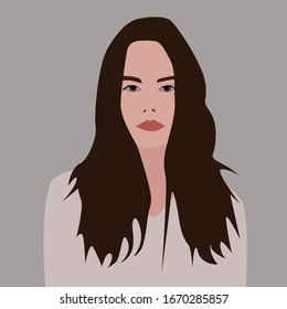 Girl with brown hair, illustration, vector on white background.