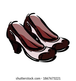 girl brown shoes isolated on a white background in EPS10