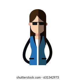 girl brunette glasses jacket image