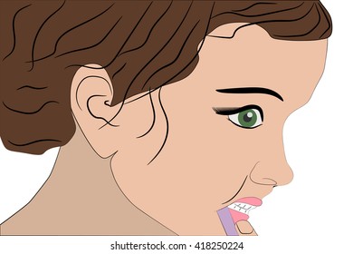 girl brushing her teeth