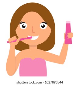 Girl Brushing Her Teeth Child Hygiene Stock Vector (Royalty Free ...