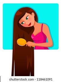 girl brushing her very long hair (JPEG available in my gallery)