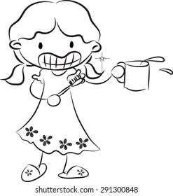  Girl brushing teeth