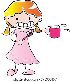  Girl brushing teeth