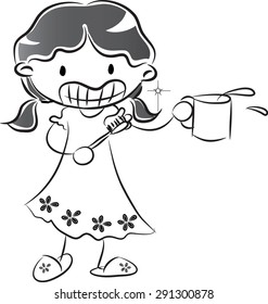  Girl brushing teeth