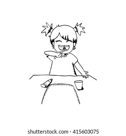 girl brushing teeth