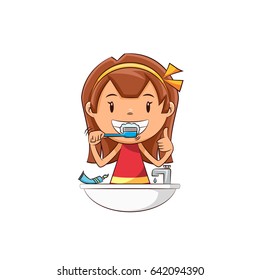 Girl brushing teeth