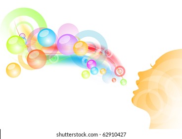 girl and bubble gum background