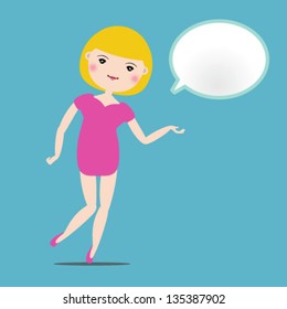 Girl with bubble speech
