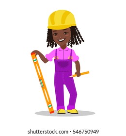 Girl builder character vector illustration
