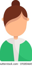 Girl with a bun, illustration, vector on white background.