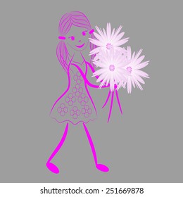 girl girl with a bunch of flowers