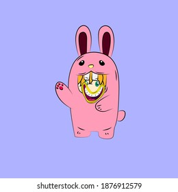 girl with bunny costume. good use for sticker streetwear or t-shirt design