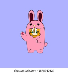girl with bunny costume. good use for sticker streetwear or t-shirt design