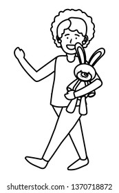 girl with bunny toy