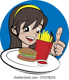 Girl and burger