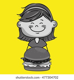 girl burger food