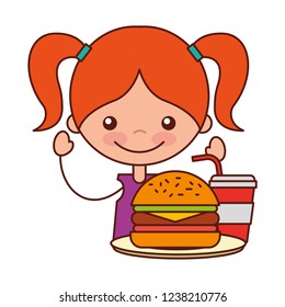 girl with burger and soda