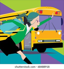 girl in bus stop