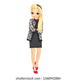 Girl In Business Style Jacket And Skirt
