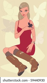  Girl with a butterfly