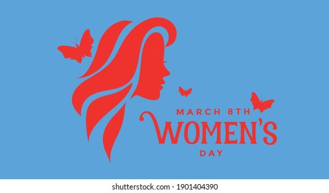 Girl and butterfly icon or International women's day poster