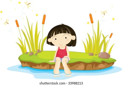 girl by the pond