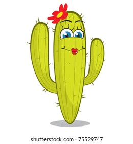 Girl cactus character. Vector illustration.